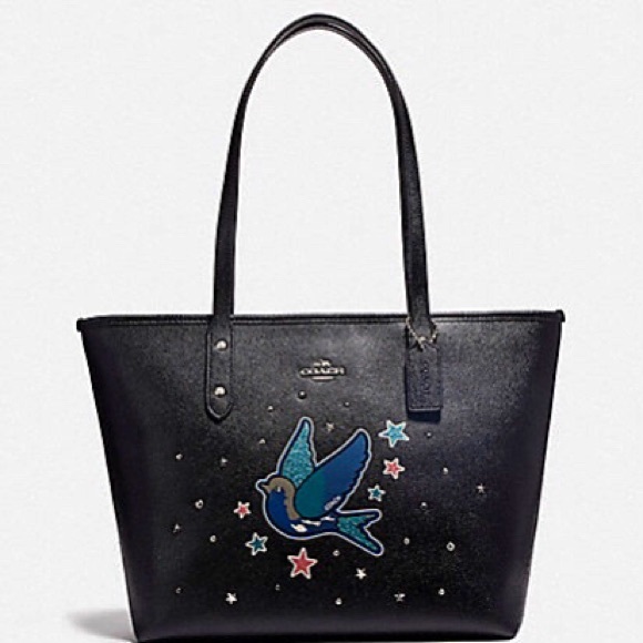 Coach Handbags - Coach sparkling bird tote black NWT